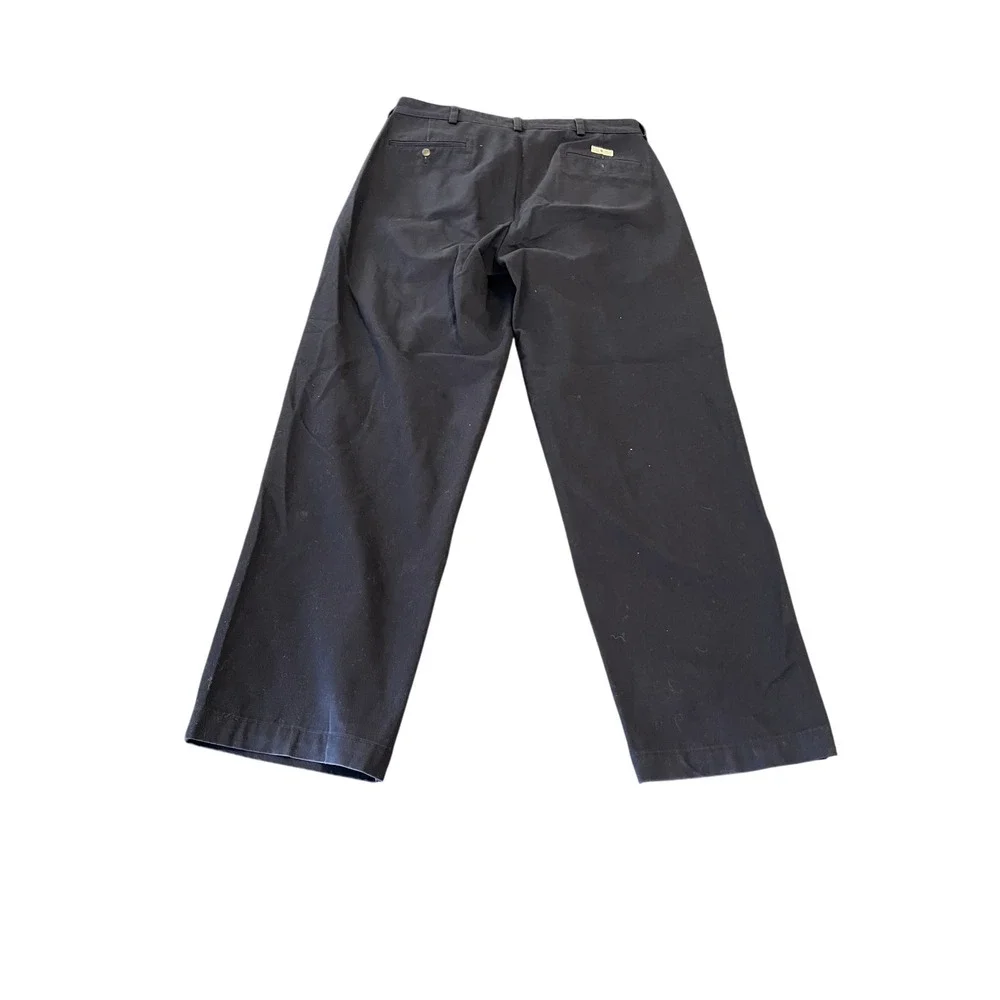 Polo Ralph Lauren Mens Black Pleated Chino Pants Cotton Trousers 34x31